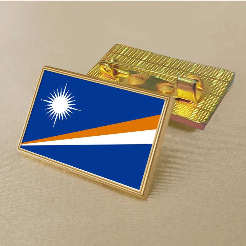 Party Mar-Shall Islands Flag Pin 2.5*1,5 cm Zinklegering Die-Cast PVC Color Coated Gold Rectangular Medallion Badge utan tillsatt harts