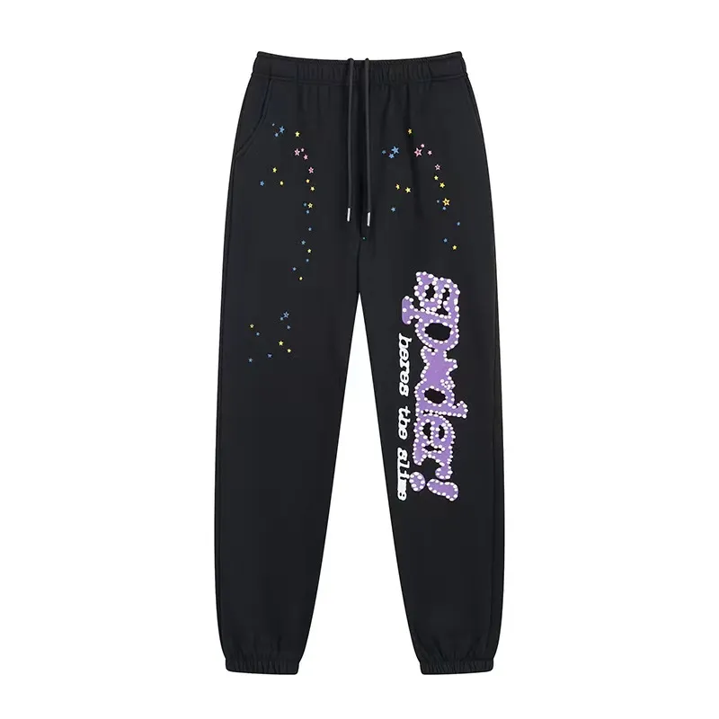 designer pants  young thug 555555 trapstar men women pants high quality foam print spider web graphic pink sweatpants y2k s S-XL