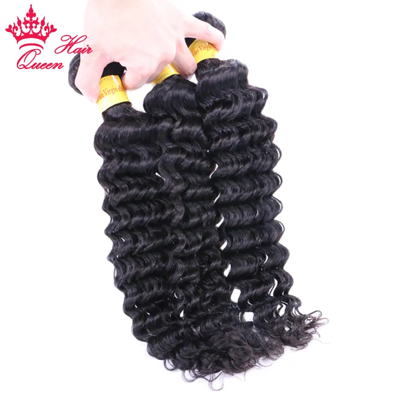 Bundles de cheveux crus vierges péruviens Deep Curly Wave Extensions de cheveux humains de couleur naturelle Livraison gratuite Queen Hair Products