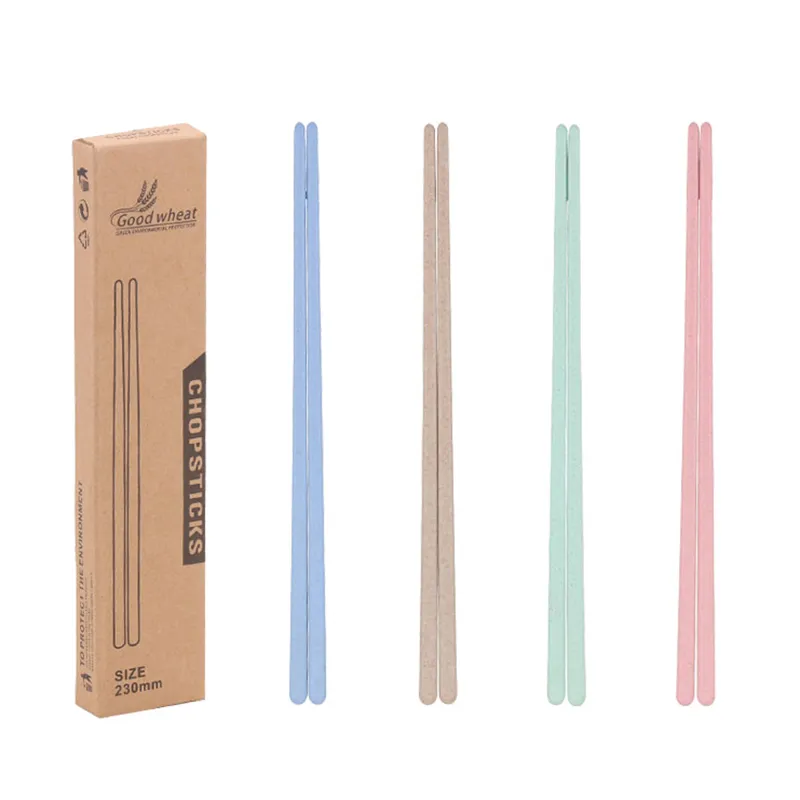 Baguettes de paille de blé de couleur unie Baguettes carrées en plastique antidérapantes écologiques 23CM