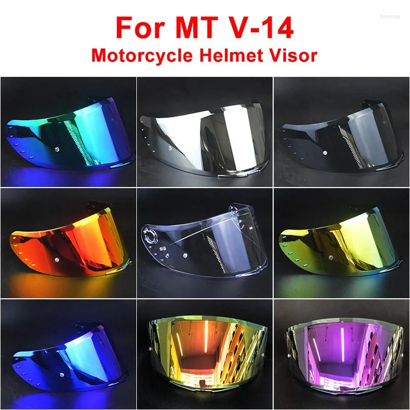 Motorcykelhjälmar Hjälm Visor Anti-UV PC Lens V14 Model Clear Smoke Dark Replacement för MT V-14 RAPIDE TARGO BLADE 2