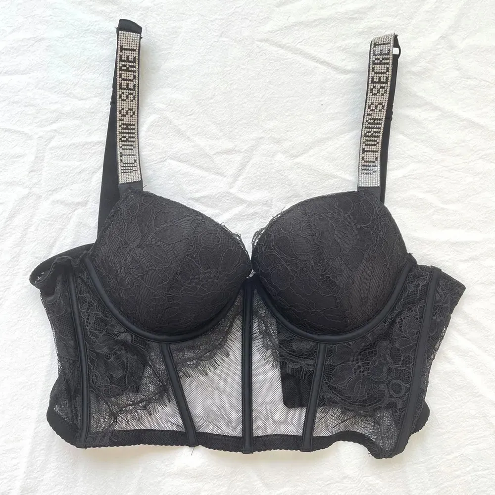 Reggiseni set lettera di pizzo vs design del marchio biancheria bianche sexy da donna comfort push up reggisella 2 pezzi Breve tuta set di lingerie senza soluzione di continuità 231031