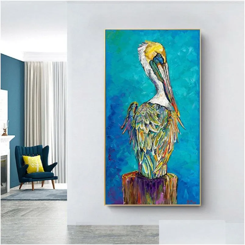 Peintures Art moderne Oiseaux Peinture imprimée sur toile Affiche Mur Photos pour salon Abstrait Animal Drop Livraison Maison Jardin A Dhxml