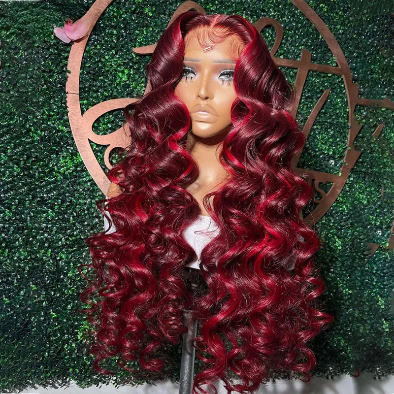 Brazilian 99J Dark Red Gluless Highlight Wig Loose... From  display picture 2