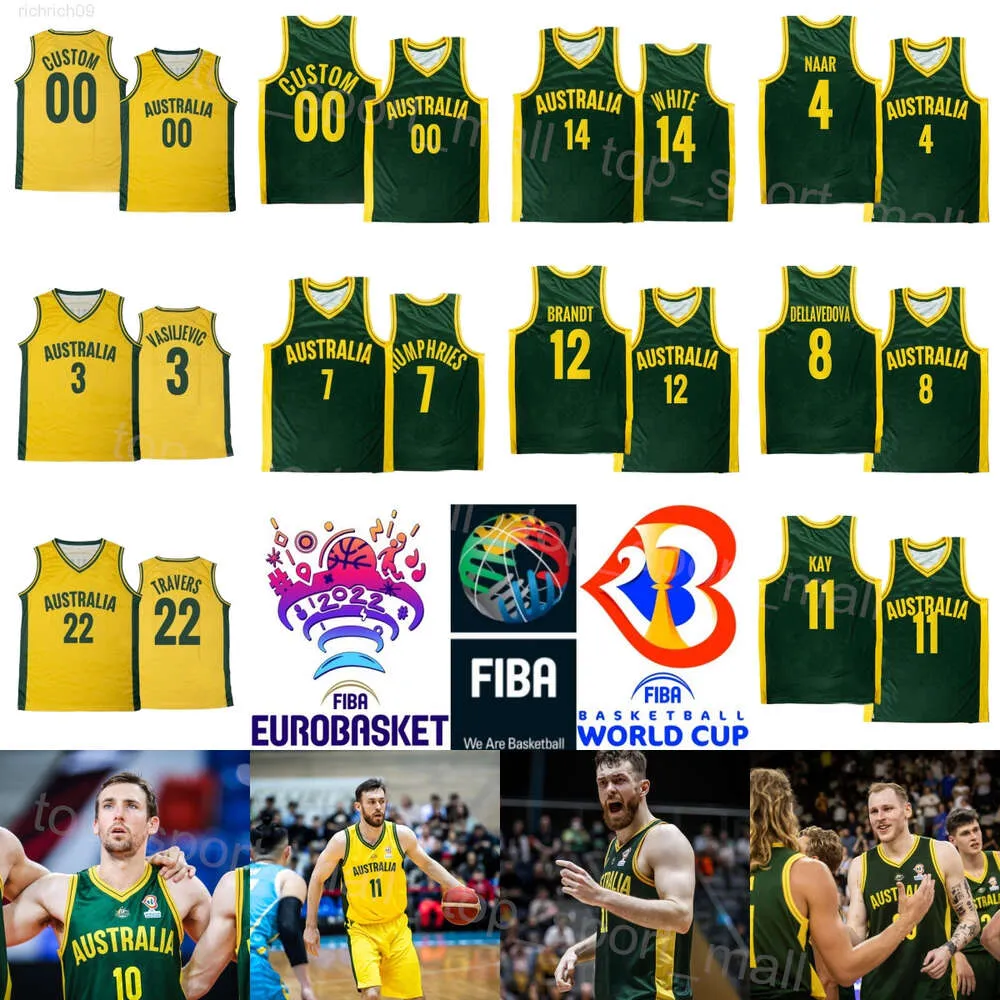 2023 FIBA ​​Australia World Cup Basketball Jersey 11 Nick Kay Rhys Anthony Vaga 7 Joe Ingles 25 Simmons 6 Andrew Bogut 12 Todd Blanchfield