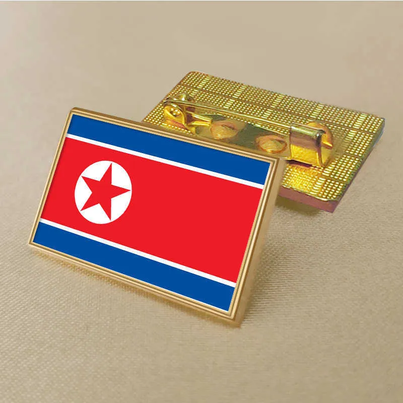 Party Korean Flag Pin 2,5*1,5 cm Zink Die-Cast PVC Color Coated Gold Rectangular Medallion Badge utan tillsatt harts