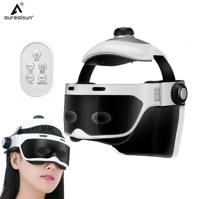 Masseur de tête Masseur de tête électrique Casque Massage des yeux Soulager le stress Pression de l'air Thérapie par vibration Cuir chevelu Relax Compresser Bluetooth Musique 231031