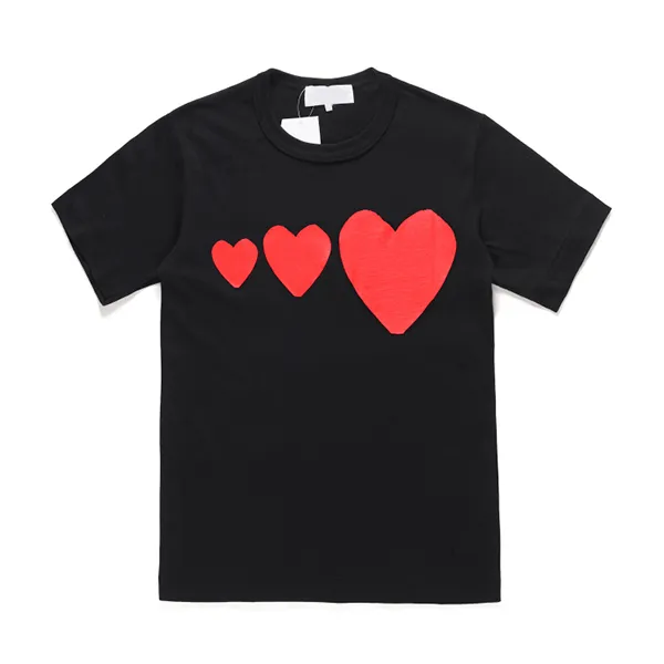 Cdg tre hjärtan herrar t shirt spela små rött hjärtpar korta ärmar kommar japanska modemärke älskare skjortor casual tshirt 2022 ny