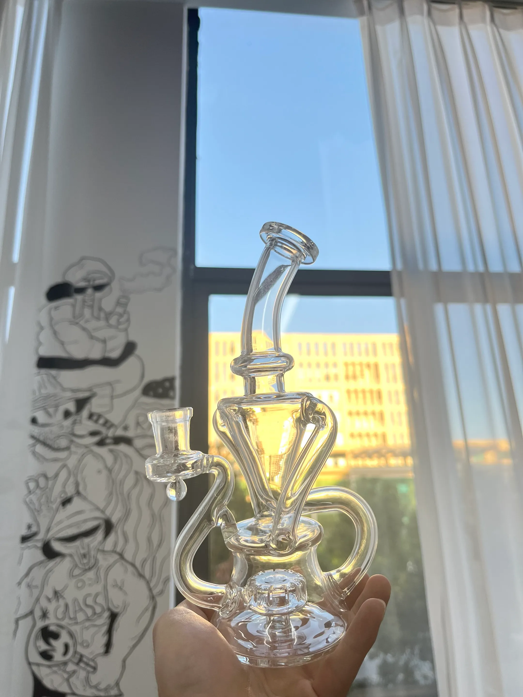 Nargile Dab Rig 7.8 '' Mavi/Gri/Yeşil Yeşim Geri Dönüştürücüler Cam Bongs ile 14mm kuvars banger ve 14mm dişi su boruları OEM siparişi mevcut