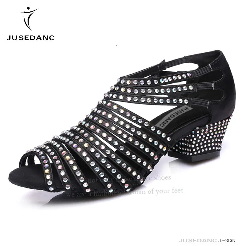 Dance Shoes Square Dance Shoes For Women Ballroom Shoes Girls Latin Dance Shoes Salsa Shoes Rhinestone Slip on Soft Female JuseDanc 231101