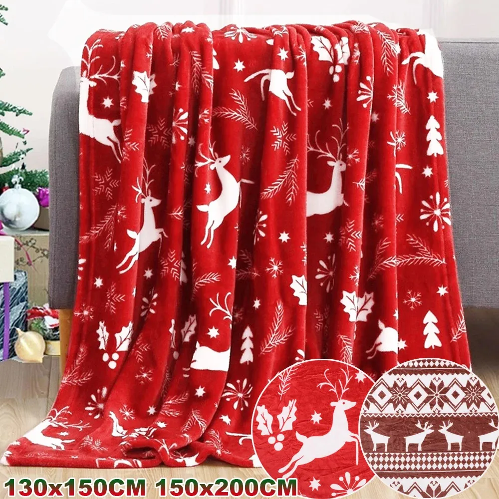 Mantas Súper suaves Estampados navideños Manta de felpa polar Mantas de franela cálidas para ropa de cama de invierno Sofá Silla Copo de nieve Decoración del hogar de Navidad 231031