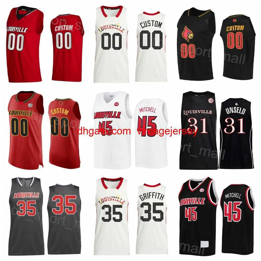 NCAA College Basketball 35 Darrell Griffith Jersey 31 Wes Unseld 3 Peyton Siva 24 Jae'lyn Withers 22 Deng Adel Donovan Mitchell 45 Szwy czerwony biały czarny