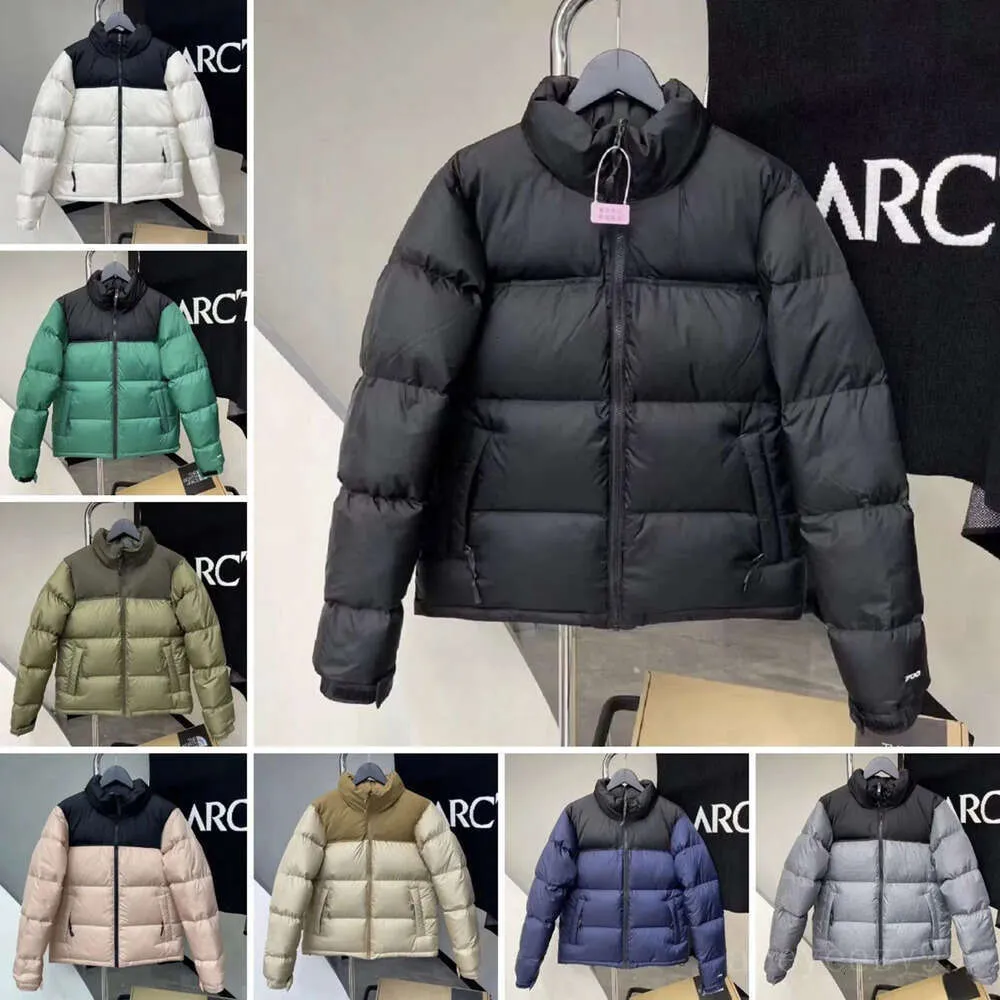 Top Winter Warme Daunenjacke 1996 Patchwork Brief Stickerei Reißverschluss Stehkragen Outdoor-Mode Klassisches Paar North Faced Puffer