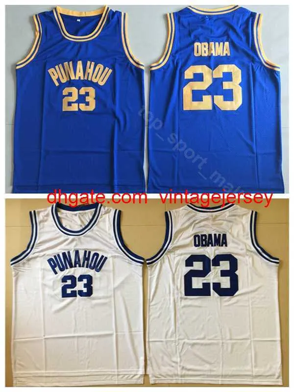 23 Barack Obama Jersey Men College Basketball Jerseys Drużyna Kolor Blue Away White High School Najwyższa jakość w sprzedaży