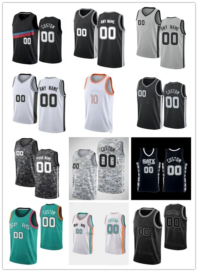 San Antonio''Spurs''Basketbalshirt Heren Dames Jeugd Custom 25 Sidy Cissoko 4 Devonte' Graham 11 Sir'Jabari Rice Tim 21 Duncan 1 Victor Wembanyama