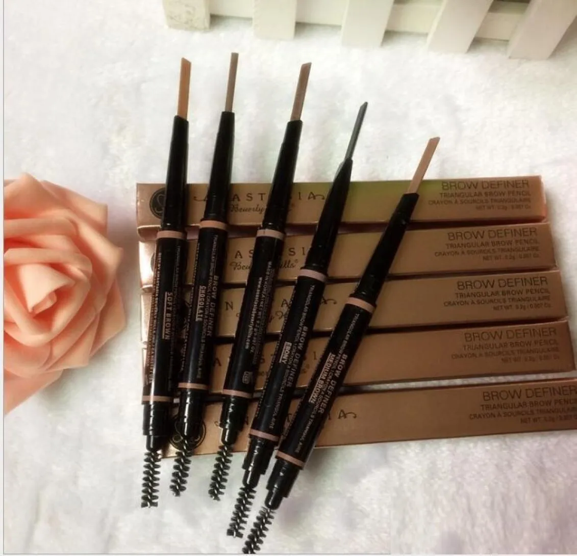 Makeup Eyebrow Enhancers Skinny Brow Pencil Gold Double slutade med Brush 5 Color EbonyMediumSoft Darkchocolate Drop Ship7796107