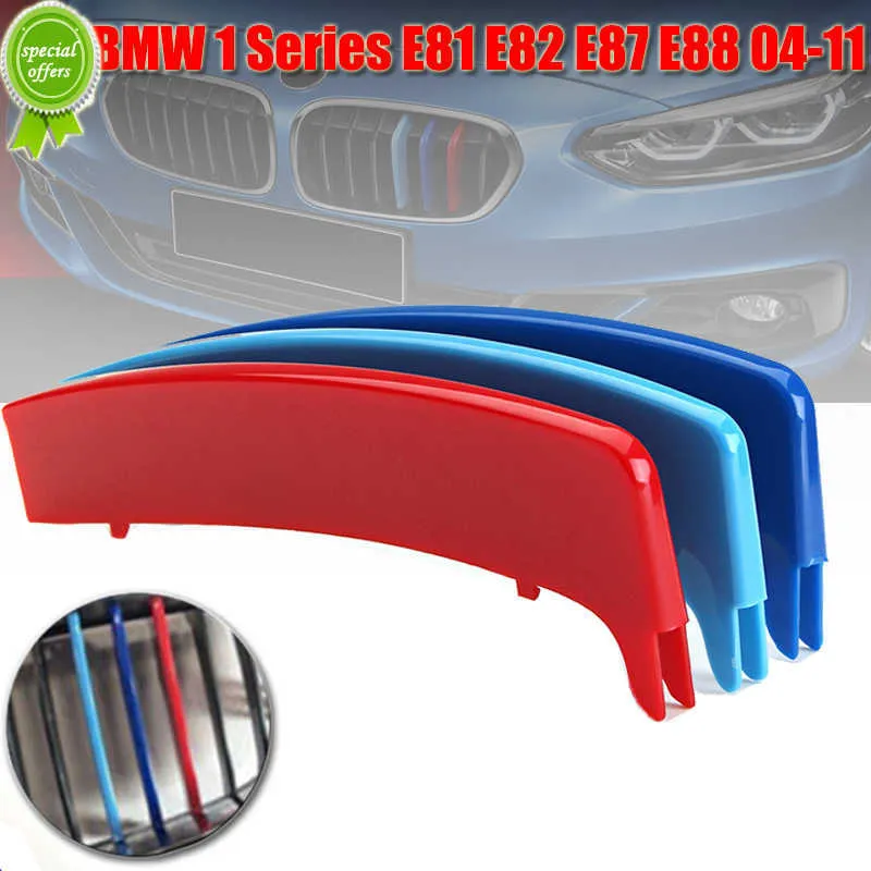 BMW 1 시리즈 용 새로운 3D 스포츠 M 스타일 컬러 그릴 그릴 크립 클립 트림 E81 E82 E87 E88 2004 2005 2007 2008 2009 2010 2011 2011