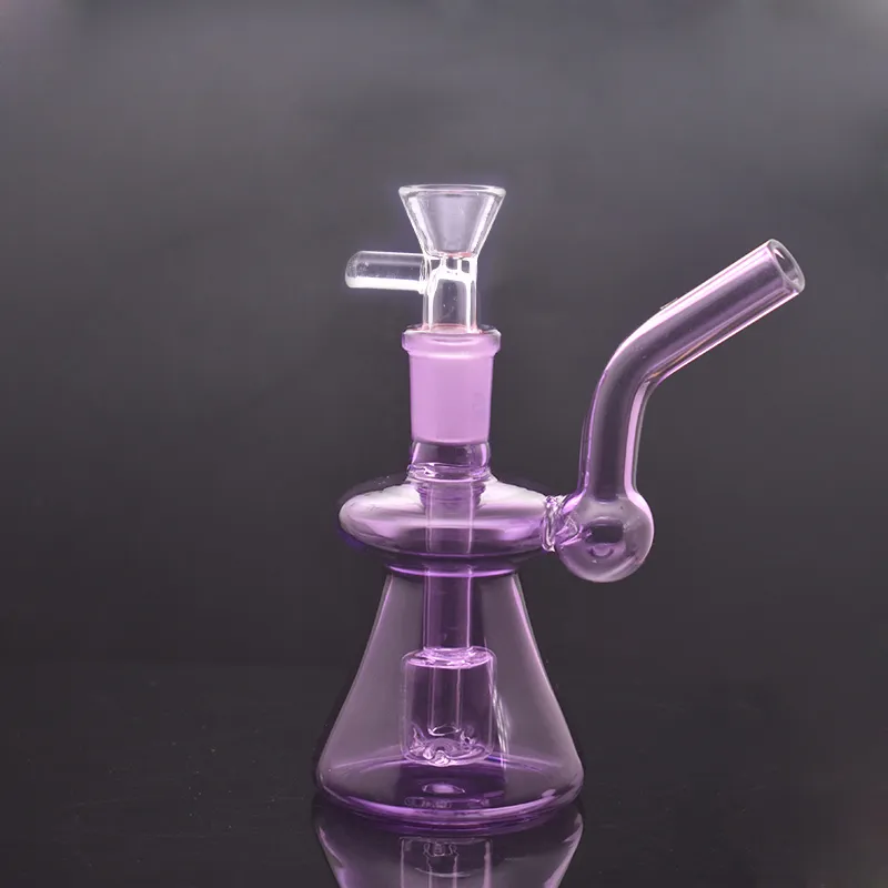 Küçük mini beher bong bubbler su bonglar kalın cam bonglar su boruları yağ kuleleri nargile ile 14mm erkek tütün kasesi sigara içme parçaları