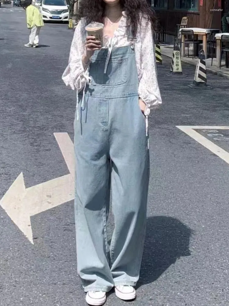 Damesjeans Zomer Casual Dun Denim Volledige lengte Zakken Baggy Los Office Lady Overalls Jaren '90 Vintage Kleding Koreaanse Modekleding