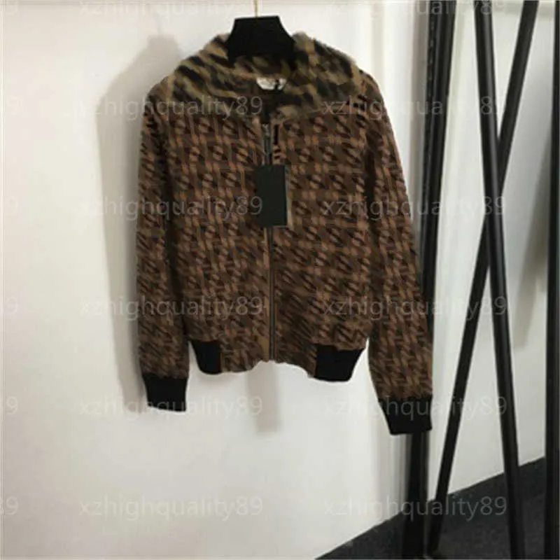 Designer Jacket Women Knit Cardigan Jacquard Letter Spliced Fur Collar Fashion Knitted Zipper Coat Autumn Warm Top Womens Jackets