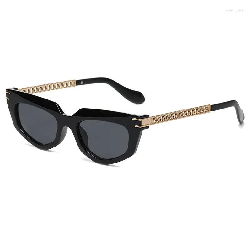Sunglasses Cat Eye Chain Leg For Men Women Brand Design Luxury Summer Beach Sun Glasses Fashion Vintage Male Female Eyewear 2023