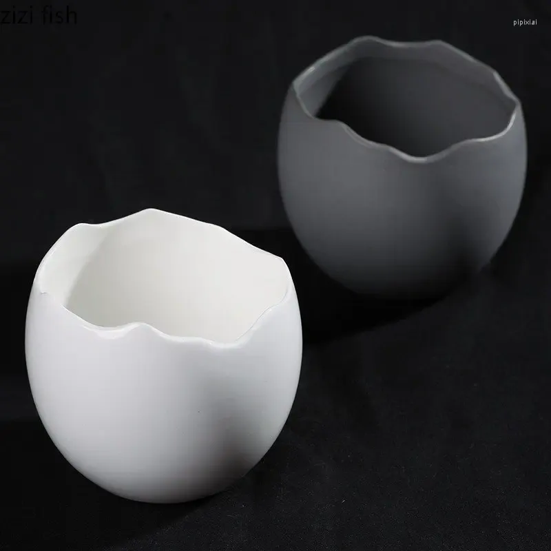Bowls Ceramic Soup Bowl Creative Egg Shell Shaped Dessert Thick Snack Steamed Solid Color Tableware
