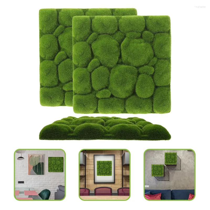 Dekorativa blommor 3st Natural Style Artificial Moss Board Green Decor for Housewarming Gift