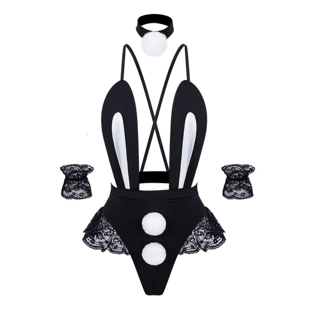 Ani Bunny Girl – uniforme noir en dentelle pour femme, tenue de demoiselle d'honneur mignonne, Cosplay