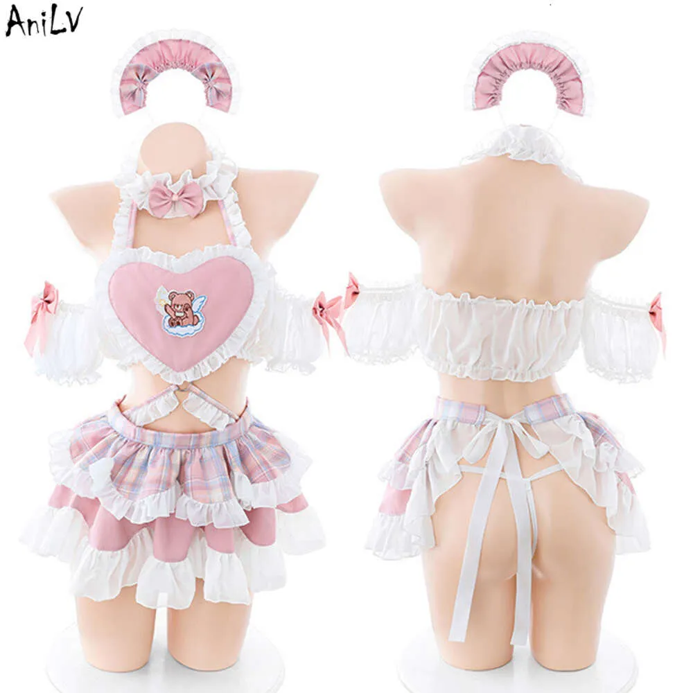 ANI Women Cake Maid Uniform Lolita Girl Anime Love Aporn Outfit Costumes Cosplay Cosplay