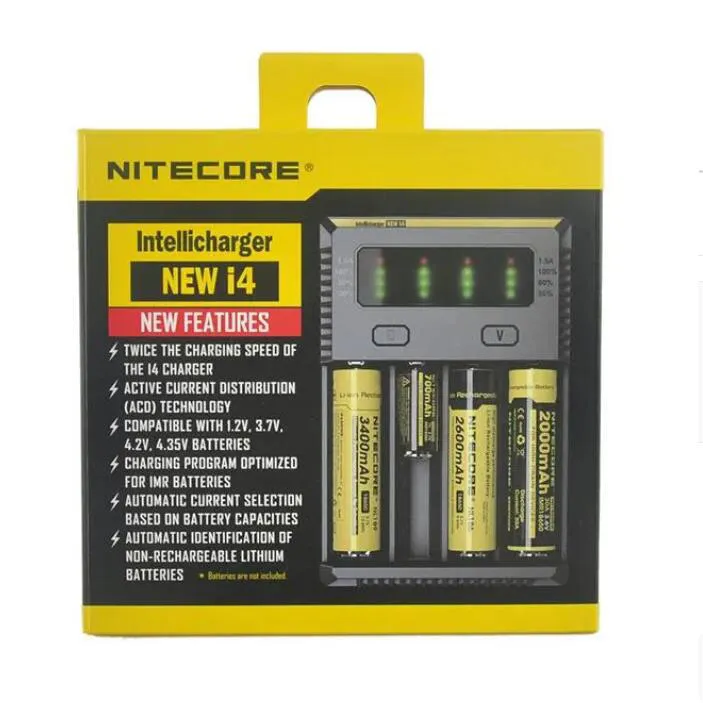 الأصلي Nitecore جديد I4 Charger Digicharger LCD عرض بطارية ذكية 4 شحنة لشحن IMR 18650 14500 20700 21700 Universal Li-Ion Battery vs Q4 D4 UM4