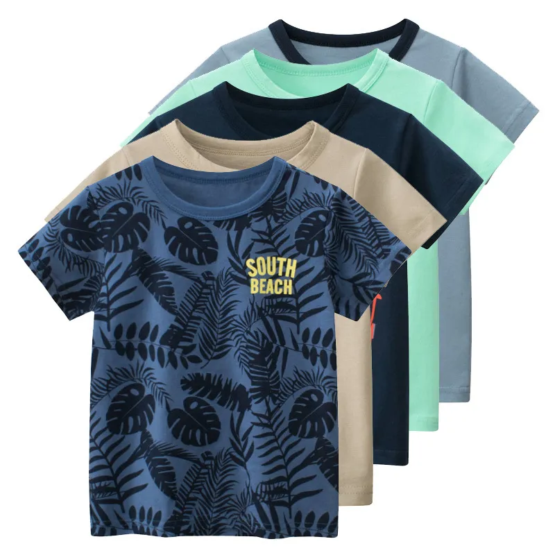 T shirts 2023 Summer Children s Clothing Leaf Letter Print Kids Clothes Boys Short Sleeve T shirt Cotton Tops Tee Shirts Drop 230331