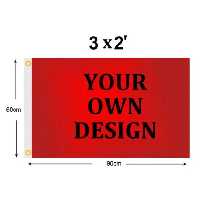 Anpassad 2x3 ft Flag Banner 60x90 cm Sports Party Club Gift Digital tryckt inomhus utomhuspolyesterannonsflaggor och banners7645163