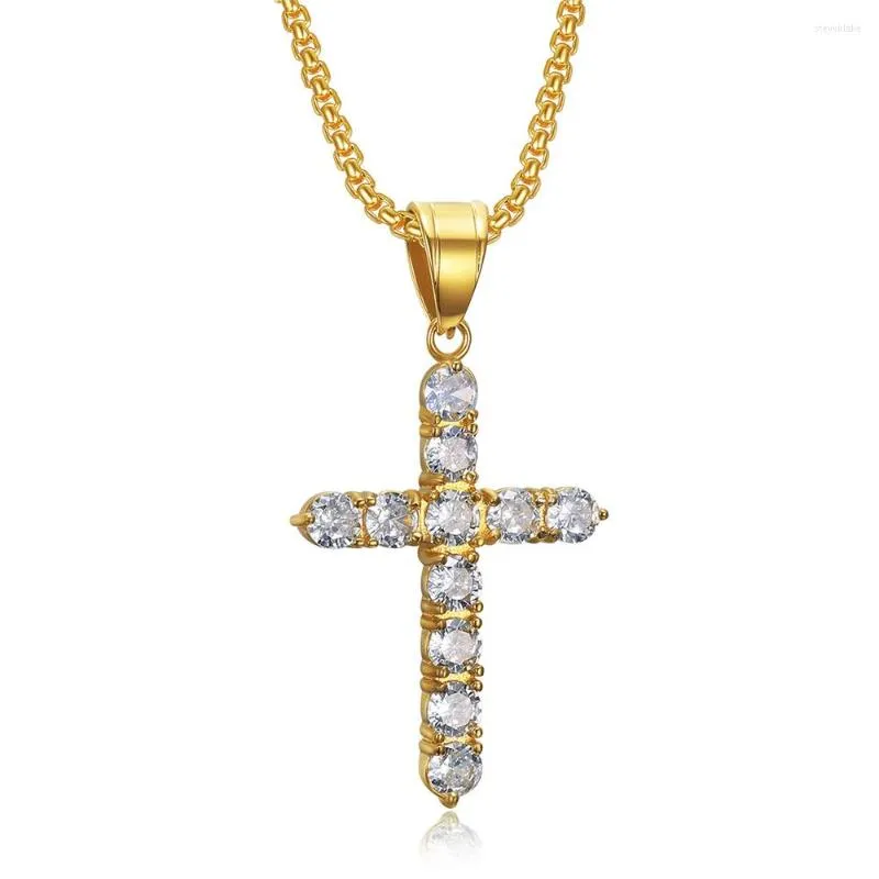 قلادة قلادة أزياء أنثى الصليب المعلقات Dropship Gold Color Iced Out Bling Cz Jesus Necklace for Men/Women Hip Hop Jewelry