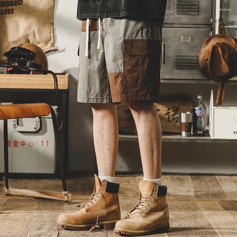 Herenshorts Zomer Vintage Cargo Los Contrast Outdoor Casual Midpants 2023 Ins Trend