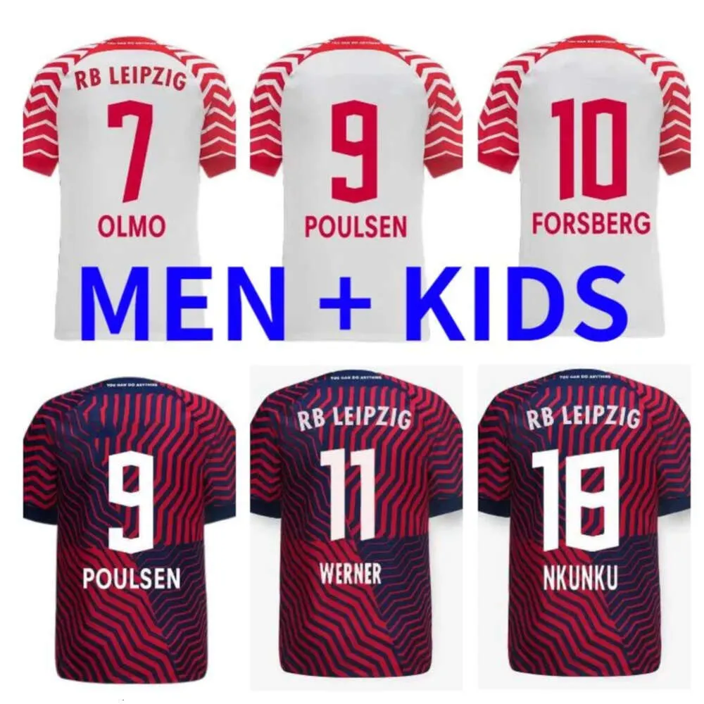 qqq8 23 24 Nkunku Sia maglie da calcio Wenner Rbl Poulsen Forsberg 2023 2024 Bundesliga Sabitzer Adams Olmo Camisetas De maglia da calcio da uomo