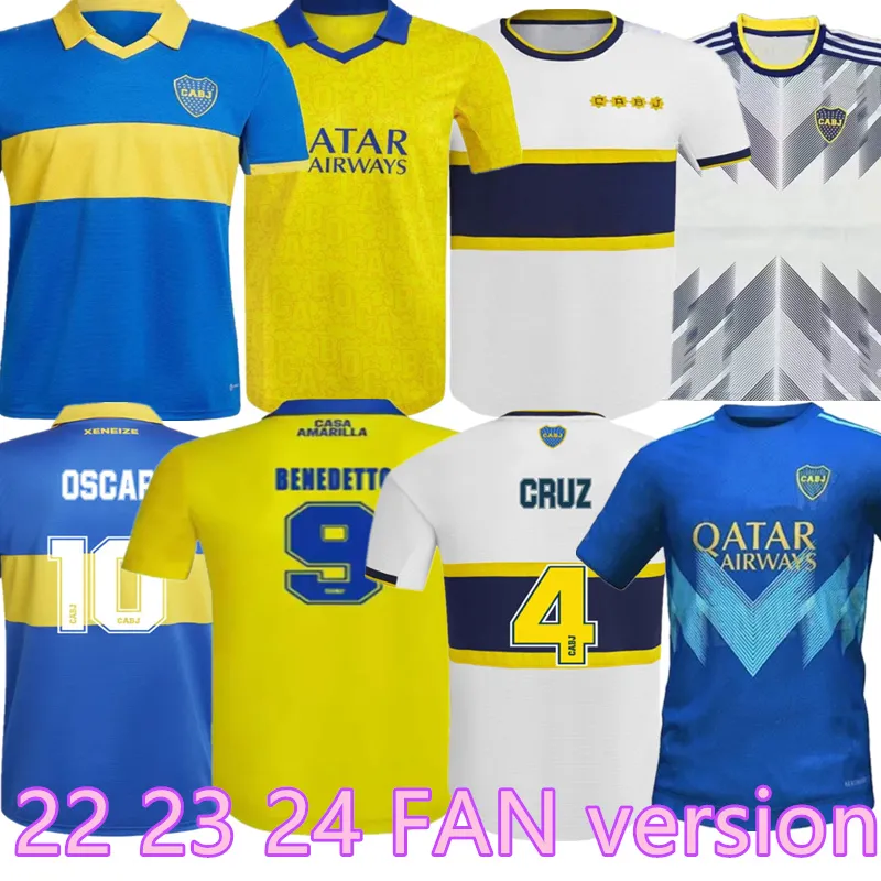 22 23 24 Soccer Jerseys Boca Juniors Medina Villa Mens Fernandez Benedetto Molinas Ramirez Varela Vazquez 2023 Home Away 3rd Football Shirts Short Sleeve Uniforms