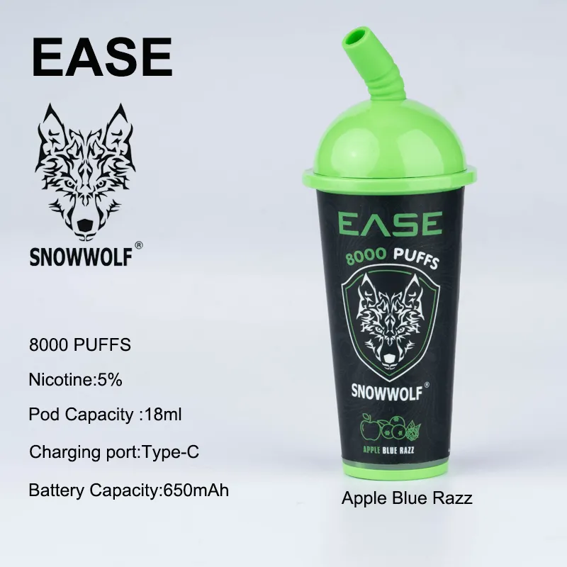 SNOWWOLF EASE 8000 Puffbars Puffbars Stylo Vape jetable Original Vapes Jetable Puff 5% E-Cigarette 650 mAh Type-C 15 Saveurs Rechargeable