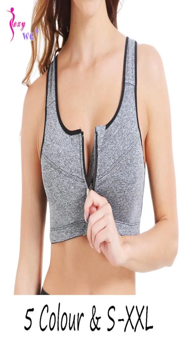 SEXYWG Yoga Vrouwen Rits Push Up Sportbeha Vest Ondergoed Schokbestendig Ademend Gym Fitness Atletisch Hardlopen Bh Sport Tops9136181