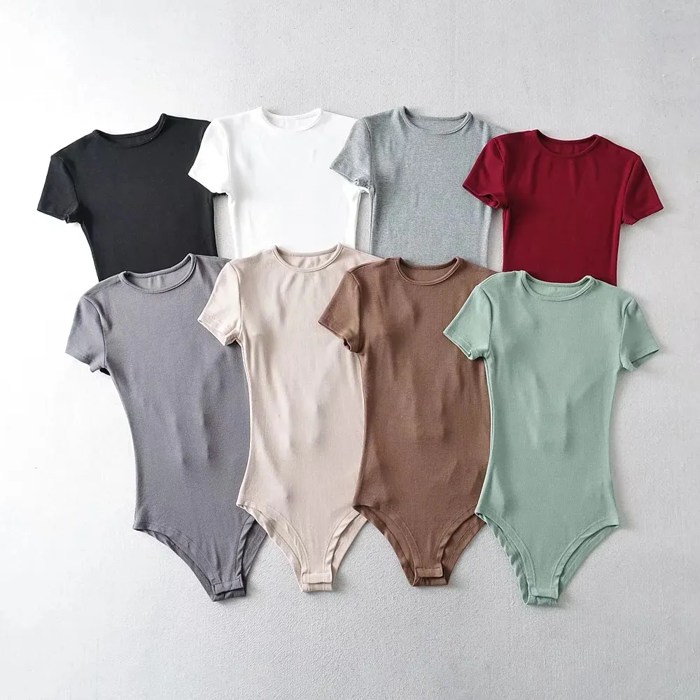 Summer Sexy Women Slim Short Sleeve O-Neck Tops Bodysuits Female Rompers Streetwear Joks