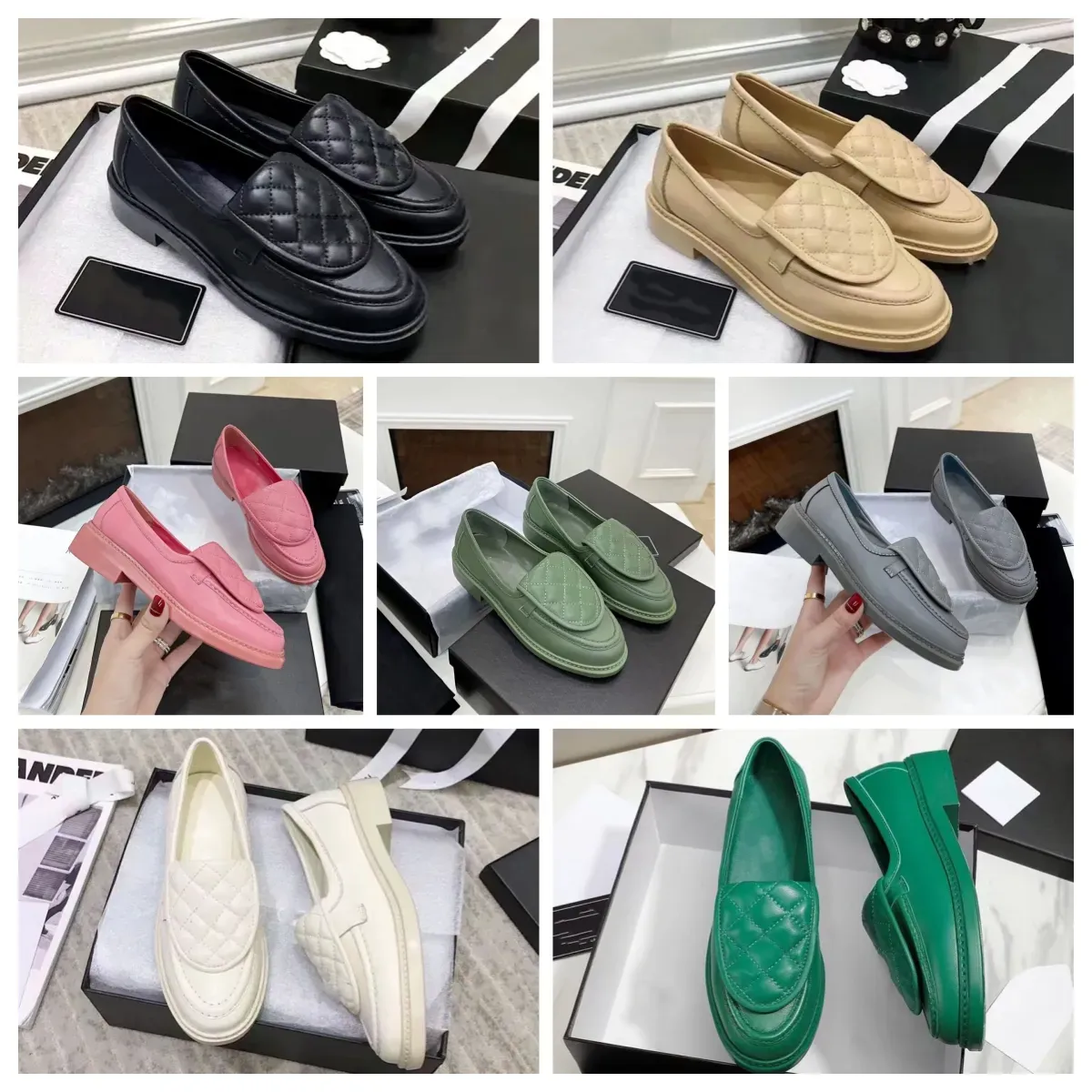 Freizeitschuhe, Luxus-Designer-Damenschuhe, modisch, echtes Leder, kleiner Duft, rautenförmige Slipper, klassische niedrige Absätze mit Schnalle, einzelne Schuhe, Sport