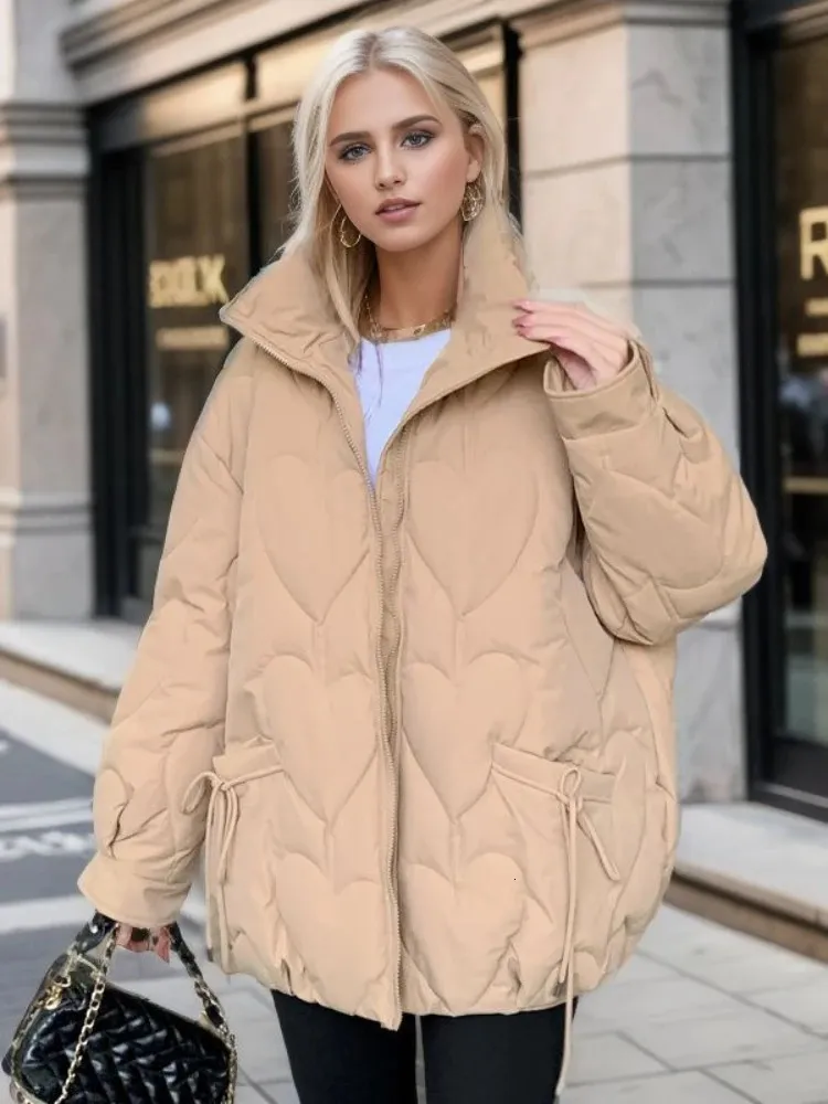 Femmes vers le bas Parkas veste d'hiver femmes Parka Super mode à manches longues manteaux épais ample chaud haut fermeture éclair décontracté Streetwear matelassé femme manteau 231031