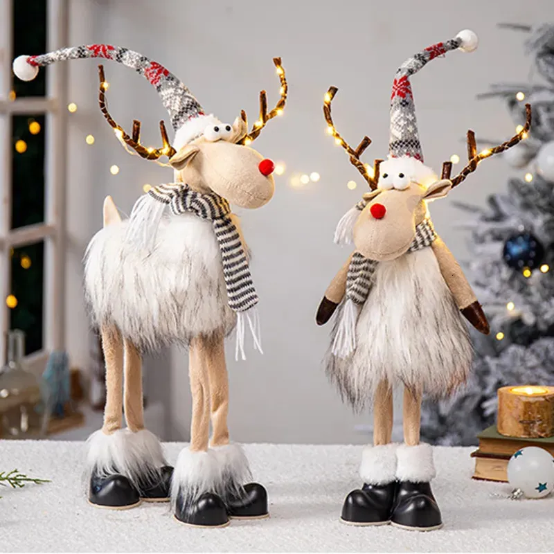 Christmas Decorations Retractable Xmas Reindeer Doll christmas decoration Navidad Figurine Year Elk Toys Kid Xmas Gift Christmas tree Ornaments 231101