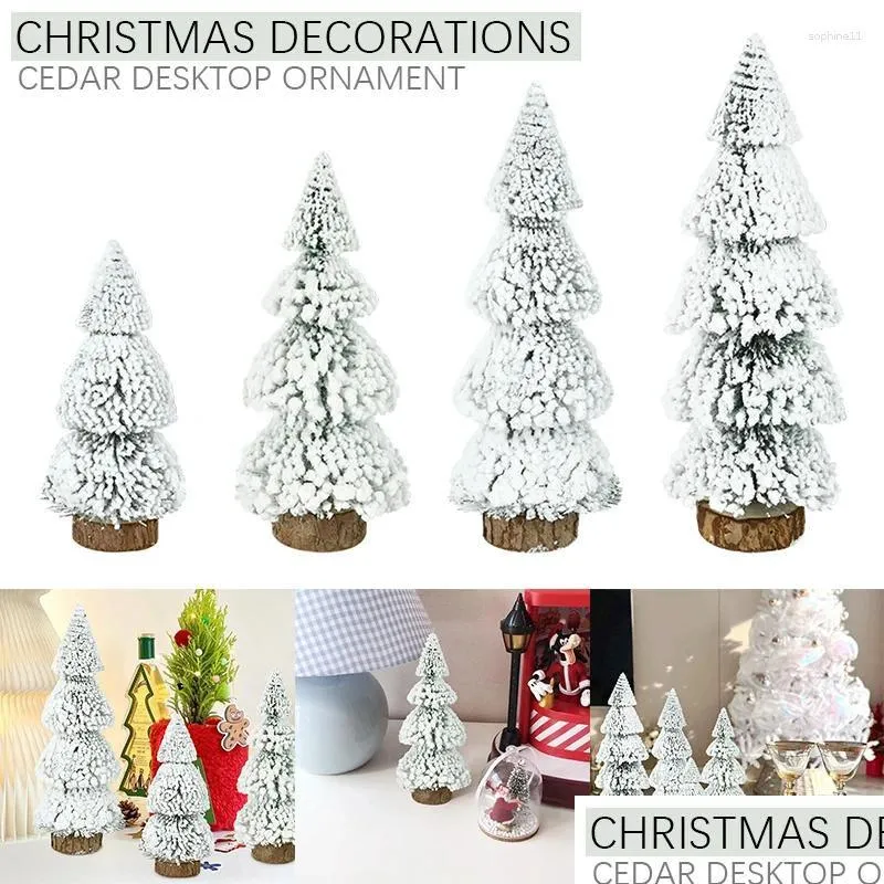 Decorazioni natalizie Decorazioni natalizie Mini albero artificiale Floccaggio nordico Decorazione annuale Cedro bianco Buon Natale Festa in casa Des Dhucw