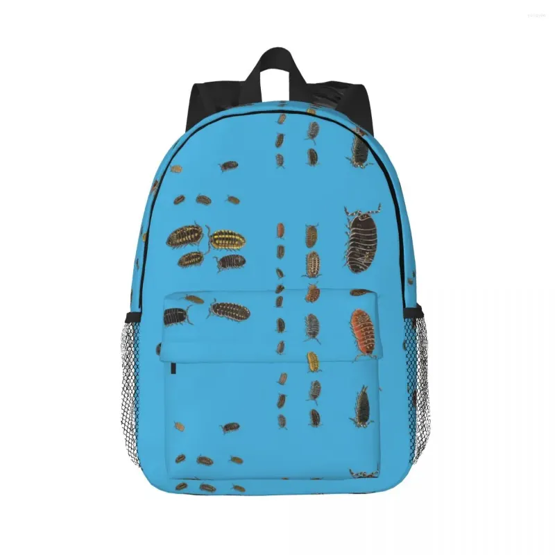 Zaino Blu Pieno Di Bug. Zaini Bookbag Cartoon Studenti Borse da scuola Zaino da viaggio Borsa a tracolla di grande capacità