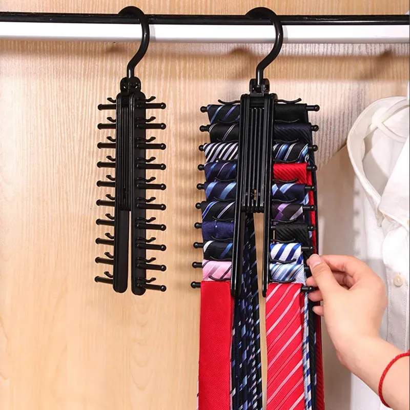 Hangers Racks 20 row belt storage rack men's tie Adjustable Tie Hanger Rack Closet Holder Household Organizer 231101