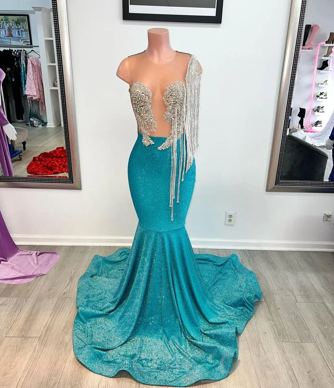 Formal Prom Dresses Luxury Arabic Mermaid Evening Dress Custom Made Party Gown for Banquet,DS4765 main image 1