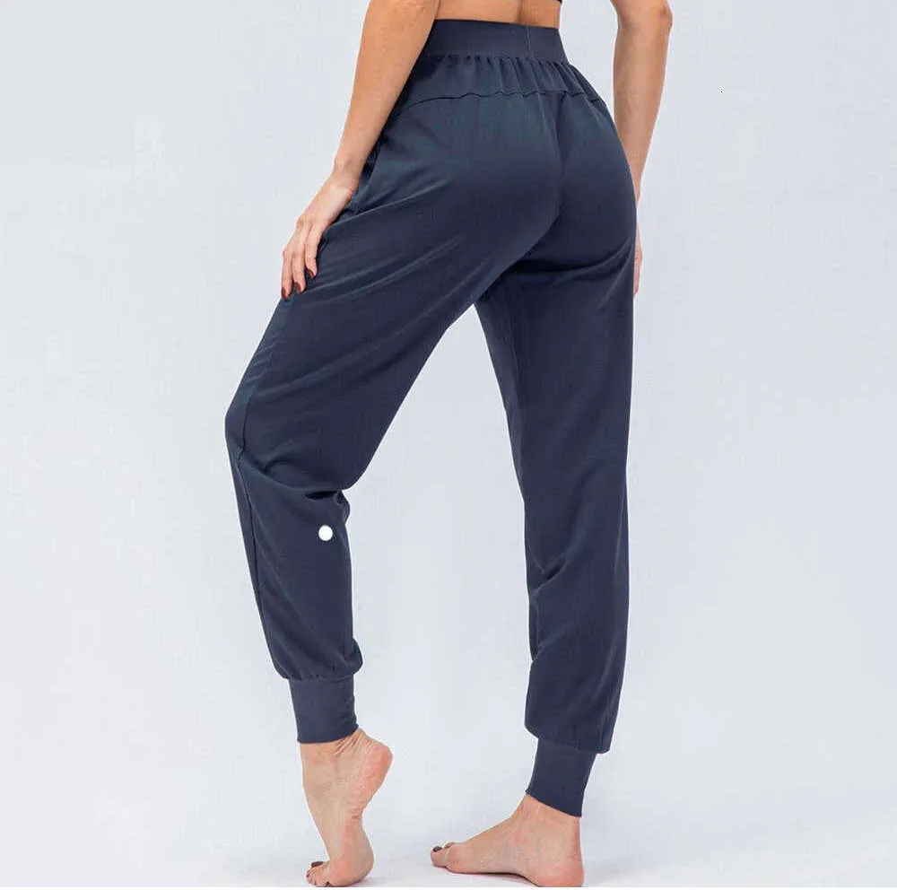 Lululemen Women Yoga Ninth Pants Running Fitness Joggers z kieszenią na zamek błyskawiczny Elastyczne jogging lust