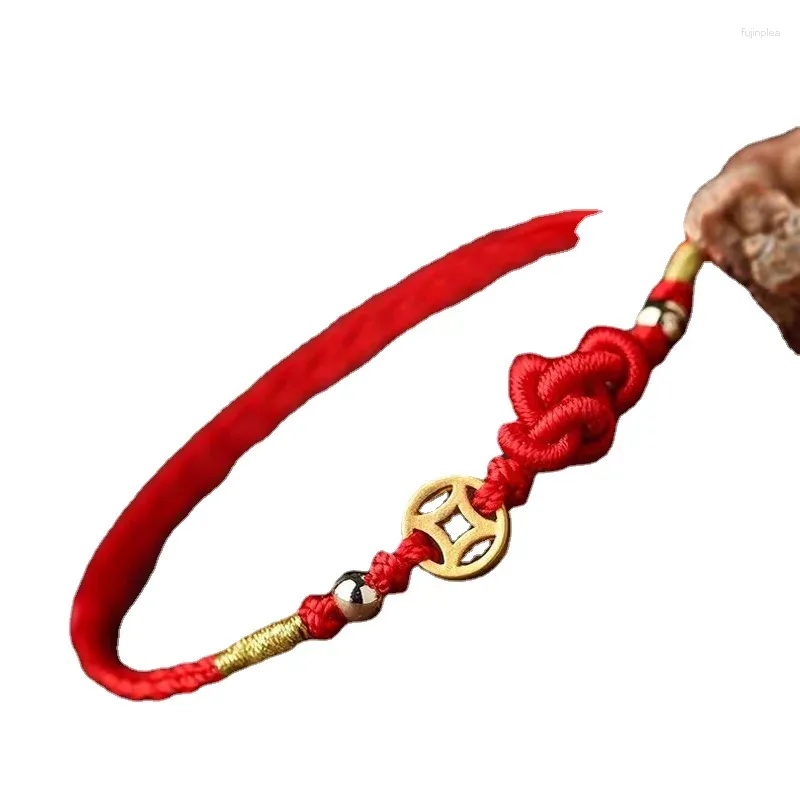 Qian Duo – bracelet porte-bonheur en corde rouge, clochette féminine, année de naissance, tissé à la main