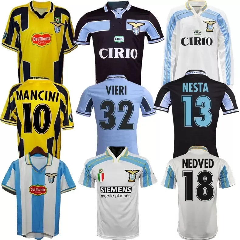 Lazio Retro koszulki piłkarskie 1989 1990 1991 1992 1999 2000 2001 NEDVED SIMEONE SALAS GASCOIGNE home away piłka nożna koszulka VERON CRESPO NESTA 89 90 91 92 93 98 99 00 100TH