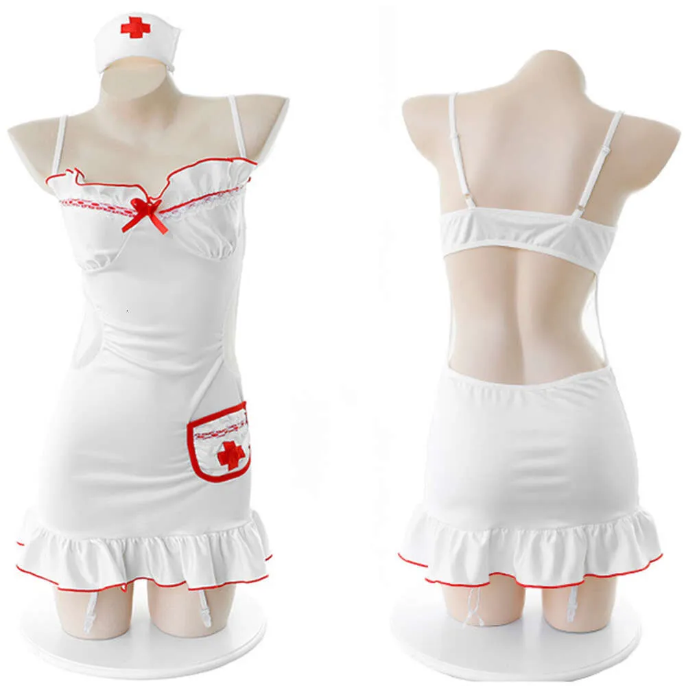 Ani Hot Sweet Nurse Spaghetti Strap Dress Costumes Femmes Jeu de Rôle Médecin de Famille Sexy Pamas Chemise de Nuit Érotique Lingerie Ensemble cosplay